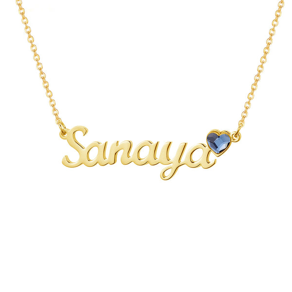Name Necklace with Birthstone