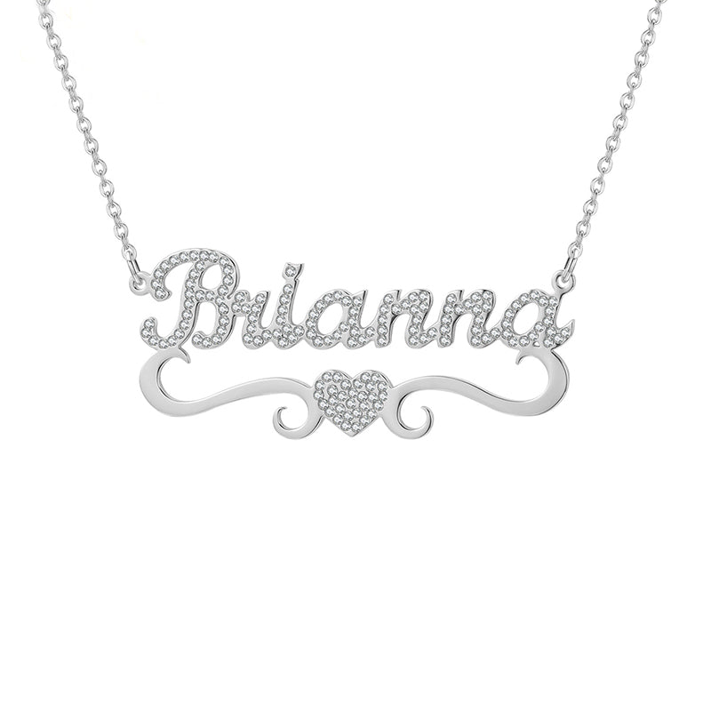 Heart Name Necklace with Diamonds