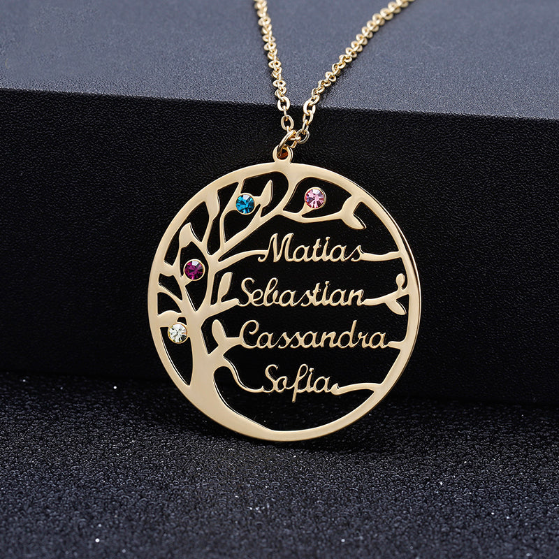 Family Tree Necklace with Birthstone