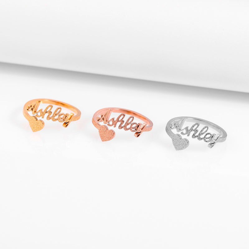 Adjustable Frosted Name Ring